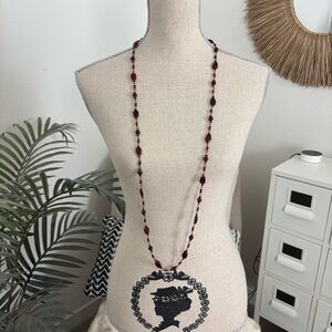 🪴$5/25🪴 Long Burgundy Dark Red Beaded Necklace